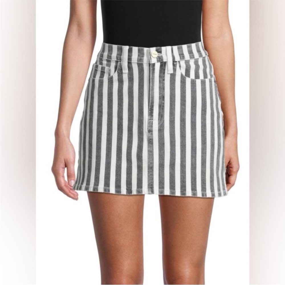 FRAME Le Mini Stripe Denim Skirt